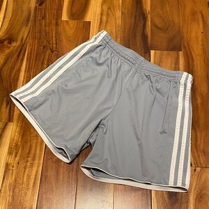 Women’s Size XS Adidas Blue/Gray Athletic Climacool Shorts with White Stripes